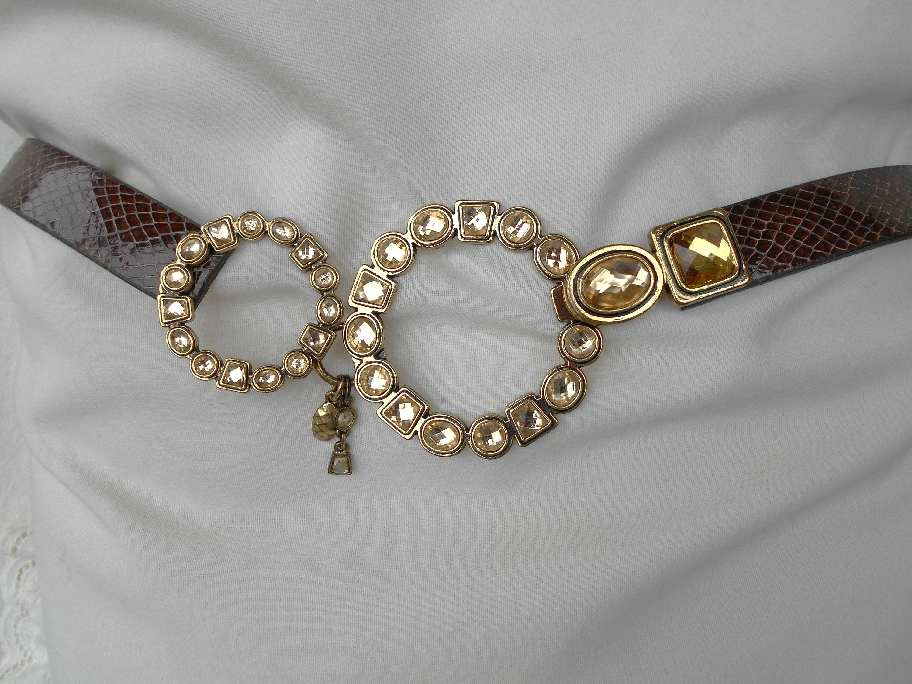 Chico’s Women’s Brown Snakeskin Chunky Buckle Belt Size Medium Chico main image 3