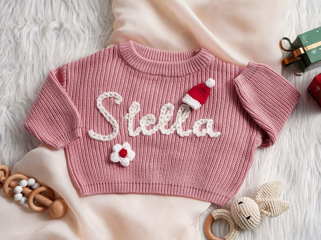 Personalized Kids Name Sweater, Embroidered Children Name, Baby Knit