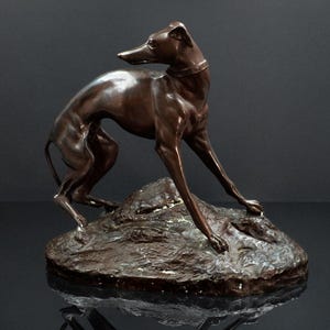 A Bronze Sculpture of a Hunting Dog by Jean-François-Théodore Gechter 19th Century