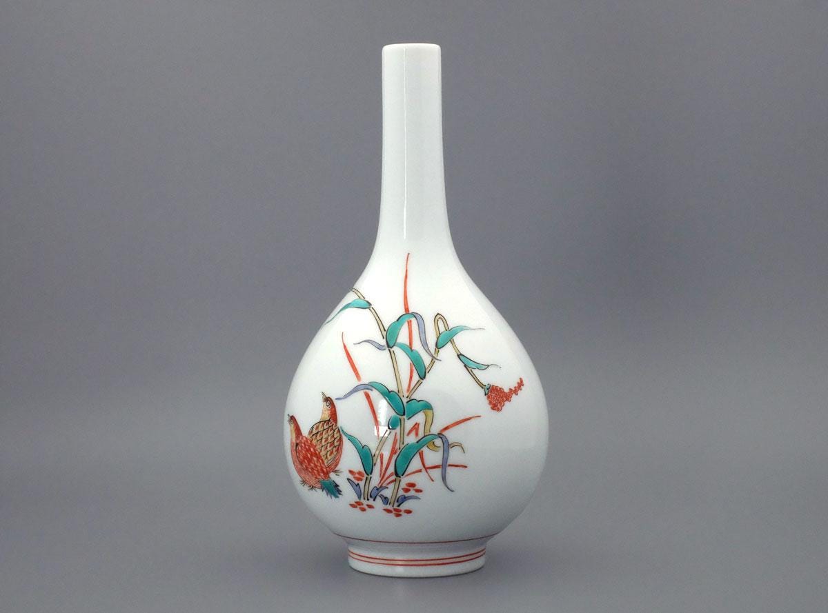 十三代酒井田柿右衛門作 磁器花瓶 錦粟鶉文 - Etsy 日本