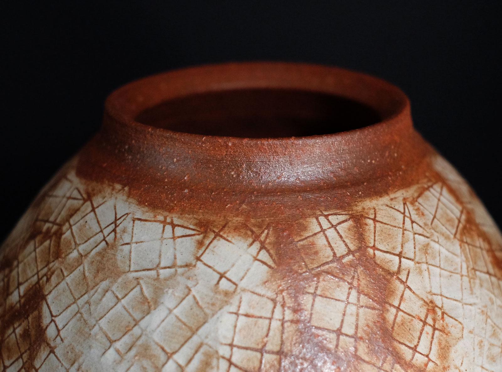 神崎宗昭作 信楽焼灰釉紋壷 - Etsy 日本