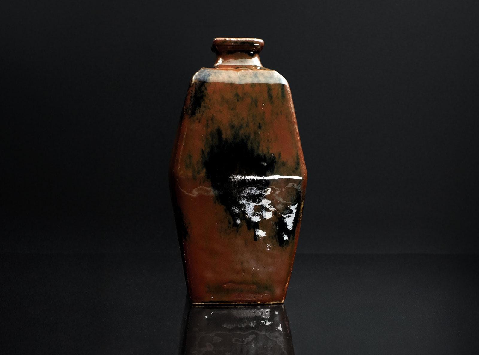 Shoji Hamada Kakuyō Glazed Ceramic Square Vase - Signed Tomobako