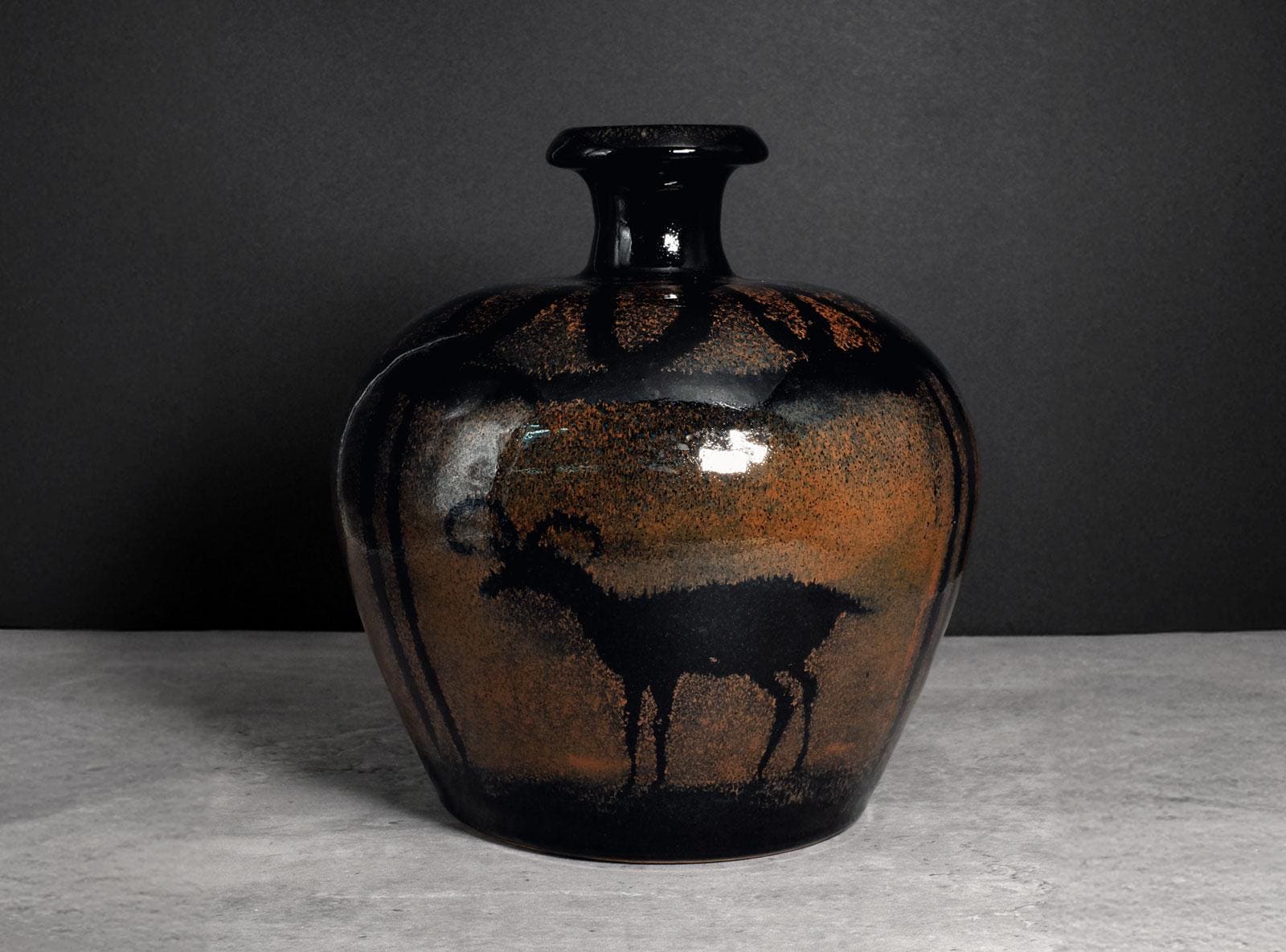 An Iron-glazed Beast Motif Vase by Hara Kiyoshi - Etsy