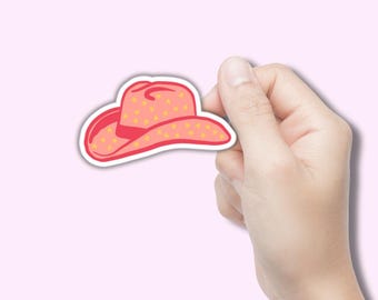 Pink Cowboy Hat Sticker - Western Sticker - Vinyl Sticker, Vinyl Decal, Waterproof Sticker