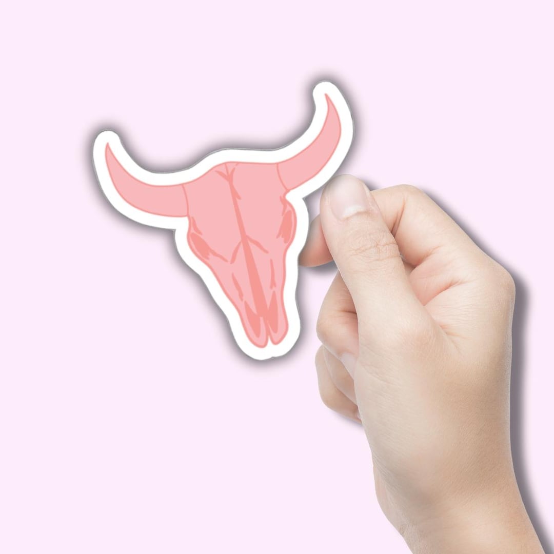 Pink Bull Skull Sticker - Pastel Western Sticker - Vinyl Sticker, Vinyl ...