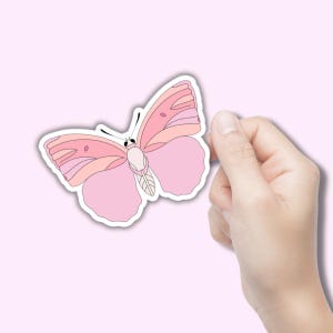 Pink Moth Butterfly Sticker - Pastel Animal Sticker - Vinyl Sticker, Vinyl Decal, Waterproof Sticker