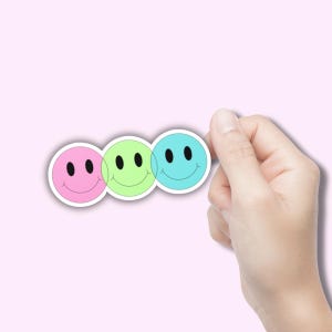 Pastel Smiley Face Sticker - Positivity Sticker - Vinyl Sticker, Vinyl Decal, Waterproof Sticker
