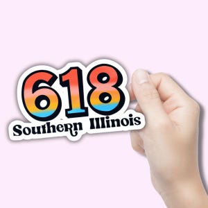 Southern Illinois Area Code Sticker - 618 Sticker - Vinyl Sticker, Vinyl Decal, Waterproof Sticker
