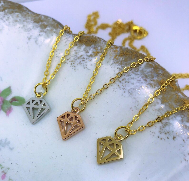 or single diamond necklace Gift for mom. Best friend gift 3 best friend necklace Friendship necklace for 3 best friend jewelry