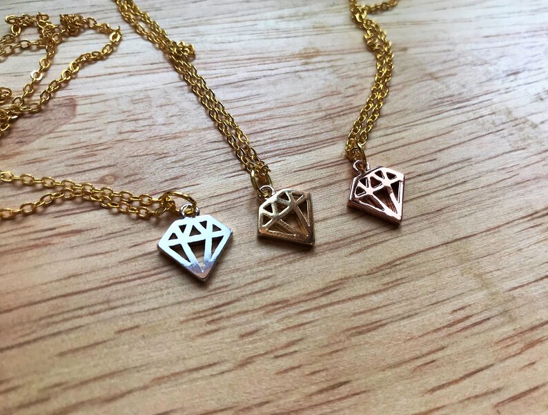 or single diamond necklace Gift for mom. Best friend gift 3 best friend necklace Friendship necklace for 3 best friend jewelry