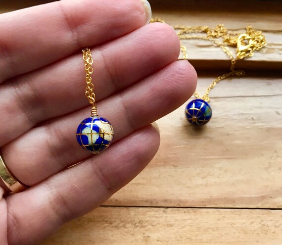 Globe Necklace. Earth Necklace. Planet 