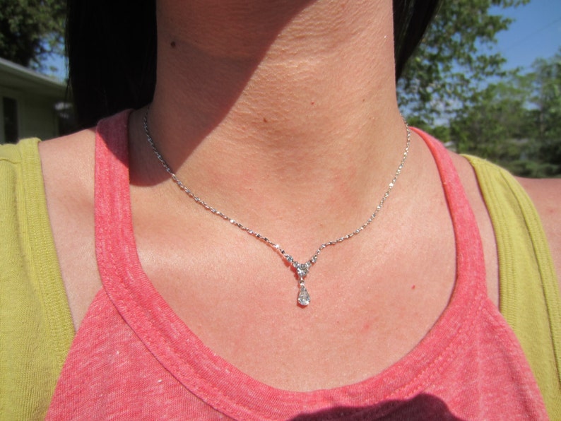 April birthstone necklace. Crystal necklace rhinestone drop necklace set Vintage Avon jewelry Crystal drop earrings crystal jewelry