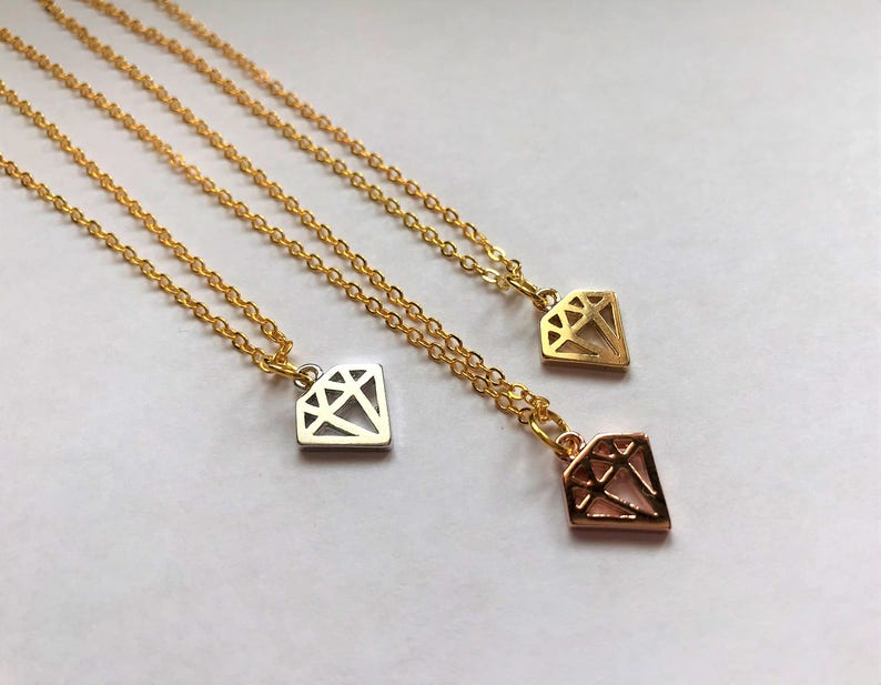 or single diamond necklace Gift for mom. Best friend gift 3 best friend necklace Friendship necklace for 3 best friend jewelry