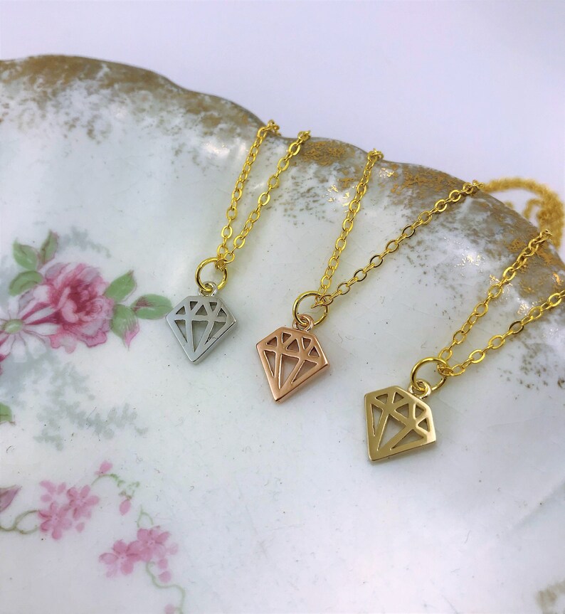 or single diamond necklace Gift for mom. Best friend gift 3 best friend necklace Friendship necklace for 3 best friend jewelry