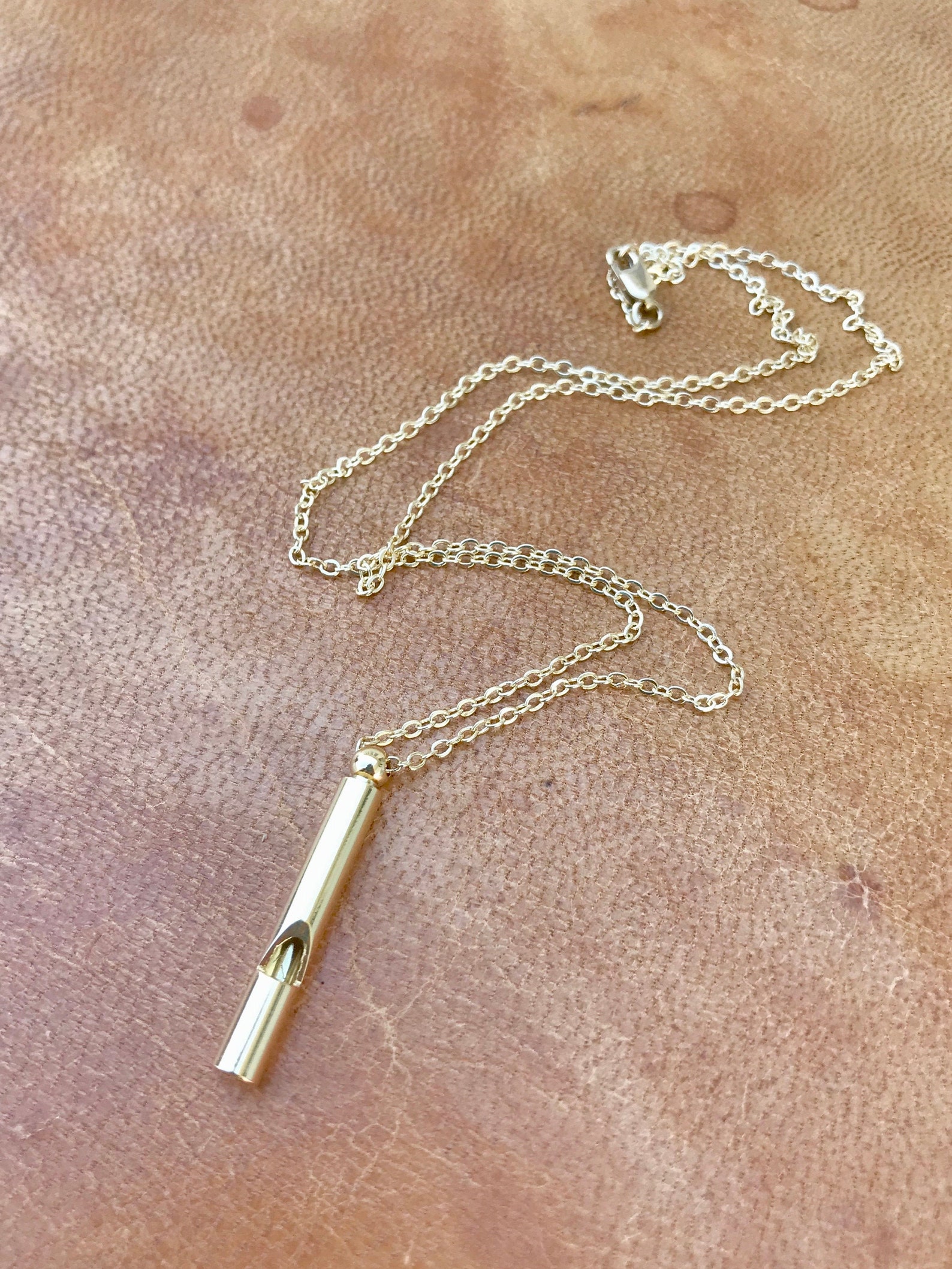 Whistle necklace gold whistle charm. Bright gold charm Etsy
