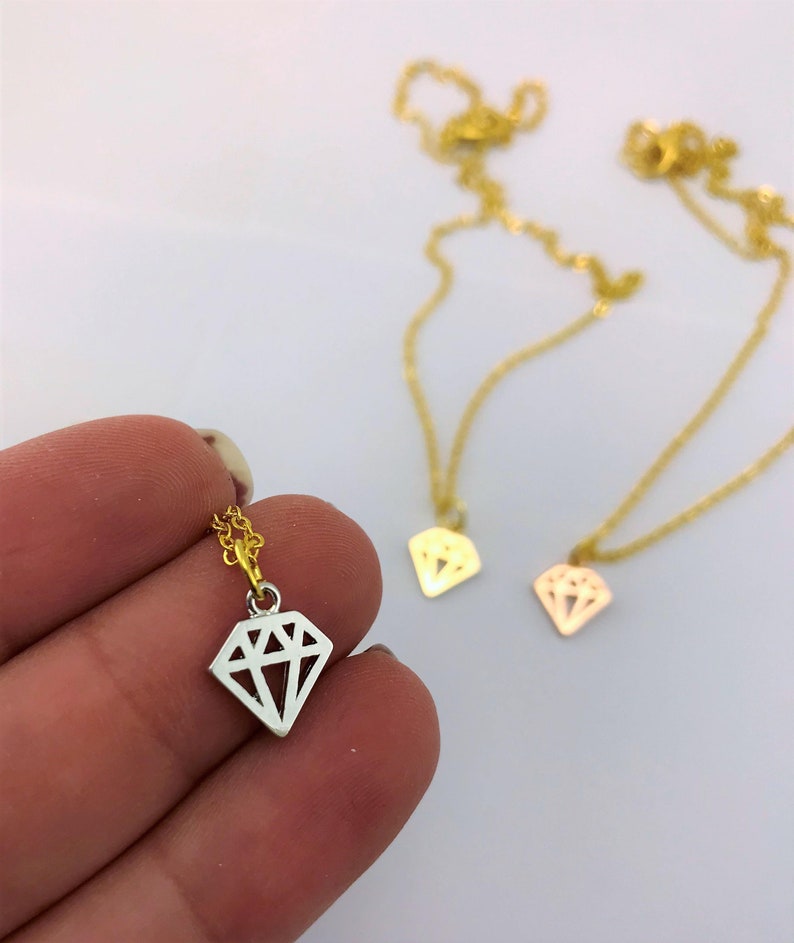 or single diamond necklace Gift for mom. Best friend gift 3 best friend necklace Friendship necklace for 3 best friend jewelry