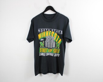 -shirt vintage étoiles du Nord du Minnesota | T-shirt de supporter rétro de la LNH | Taille L | Vêtements de hockey des années 90