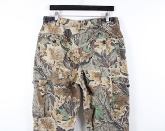 Vintage Real Tree Woodland Camo Pants / Hunting, Outdoor, Camouflage Cargo Trouser / Size LARGE