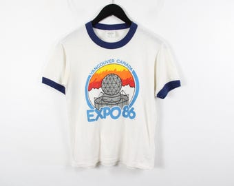Camiseta Ringer vintage de la Expo de Vancouver de 1986: camiseta de coleccionista de la Exposición Mundial, unisex, talla mediana