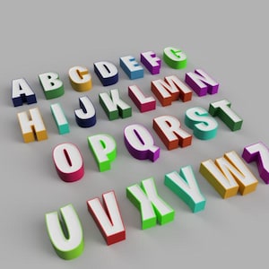 STL file Alphabet to make LED signs, 3d printing file, 3d printer file, Alphabet to create your lamps