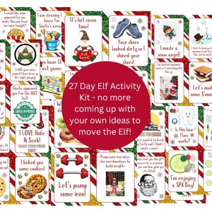Kit imprimible de elfo navideño de 27 días, accesorios para elfos navideños, actividades para elfos, accesorios imprimibles para elfos, letras divertidas para elfos navideños