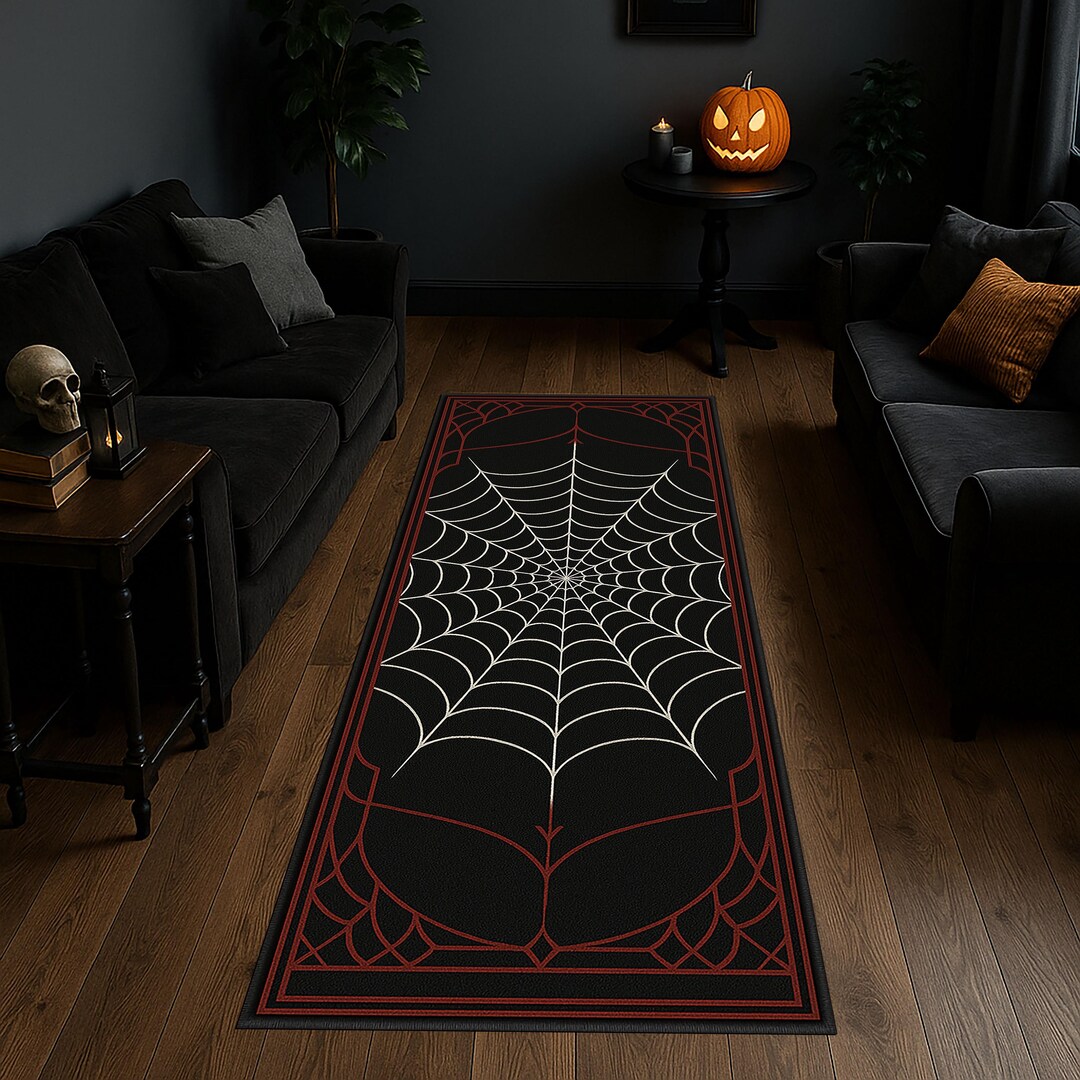 Gothic Spider Web Runner Rug, Halloween Decor - Etsy