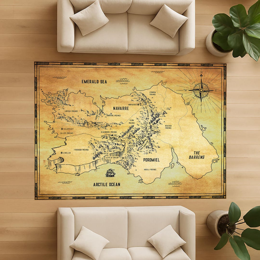 Navarre Area Rug Navarre Map Rug, Poromiel Fantasy World, Vintage Nautical Decor - Etsy