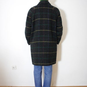 Vintage jacket / 1980s gray checked wool pea coat / size L image 5