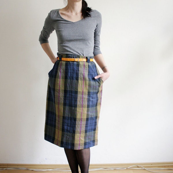 Vintage plaid pencil Skirt