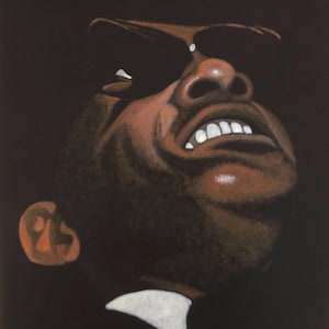 Print of hand-drawn painting of Ray Charles