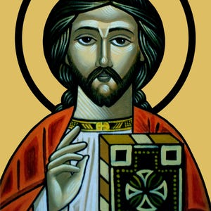Coptic Jesus Face Icon - Digital Religious Art Print - Orthodox Christian Wall Decor - Instant Download