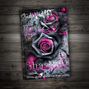 Gotowa okładka książki z motywem kwiatowym - projekt e-booka Dark Fantasy Rose, romantyczna sztuka cyfrowa, szablon do druku, natychmiastowe pobranie, wykorzystanie komercyjne