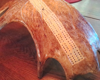 Vintage Moose Palm Paddle Antler Unique Cribbage Board.