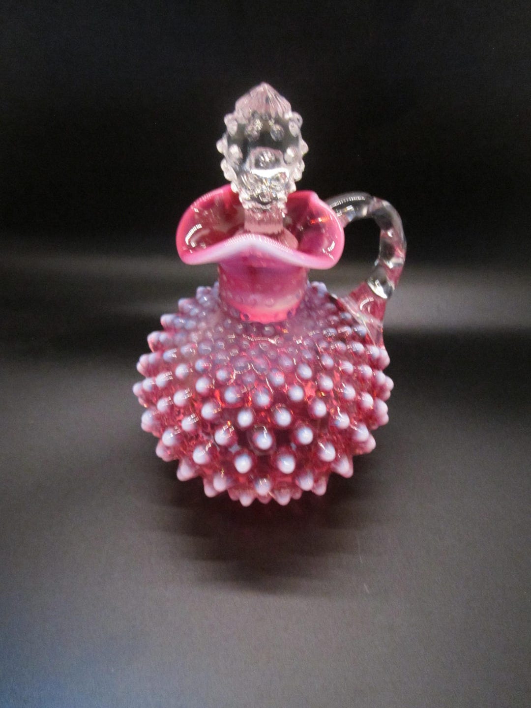 SOLD RESERVED Vintage Fenton Hobnail Pink Cranberry Opalescent Cruet ...