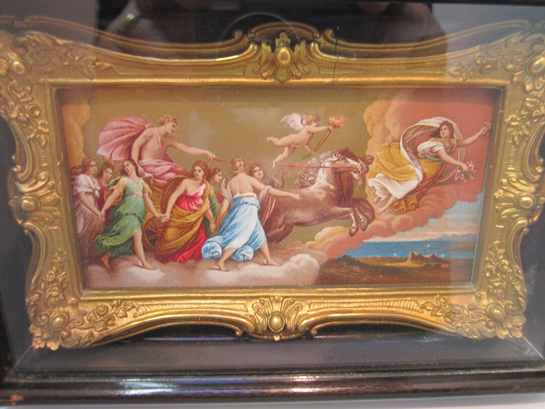 Vintage Art Gold Framed Angels Inside of Another Frame-vintage Era Both ...