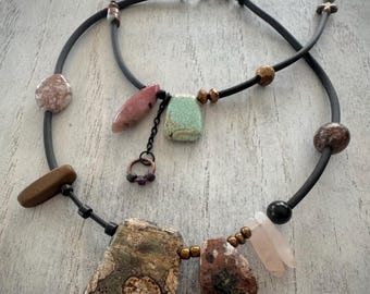 Multiple Natural Stone Choker Necklace