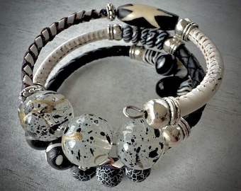 Eclectic Wrap Bangle-black and white
