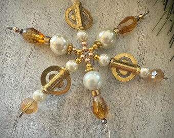 Sparkle Beaded Snowflake Ornament/Embellishment/Pendant/Charm all in one!