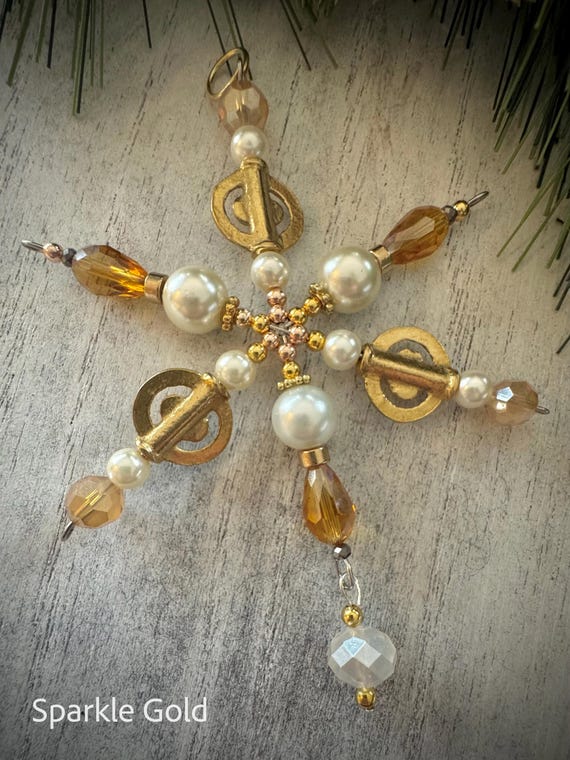 Sparkle Beaded Snowflake Ornament/Embellishment/Pendant/Charm all in one!