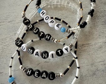 Coordinating Word Bracelets for Eric Hauser Remembrance Bracelets