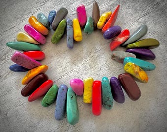Mix Color Irregular Tear Drop Stone Bead Bangle