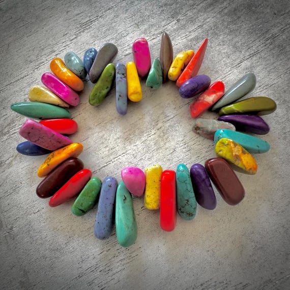 Mix Color Irregular Tear Drop Stone Bead Bangle