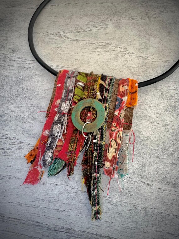 Artisan Textile Pendant Choker 2