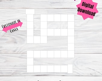 DIY game board, kids game board, adult game board, board game template, instant download, digital, canva game board