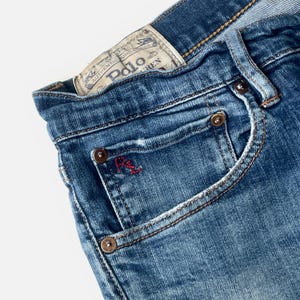 Y2K Polo Ralph Lauren "Varick" Slim Straight Patchwork Jeans - 36/34