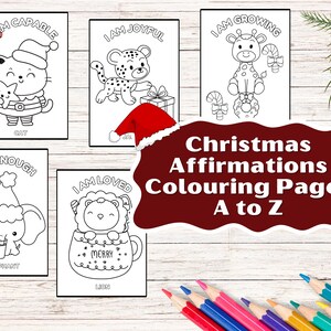 Christmas Animals Affirmation Coloring Page/26 Pages to Download/Coloring Pages for Kids, Toddlers, Preschoolers