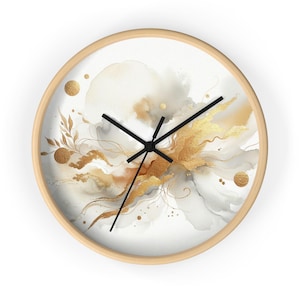 Gold Splatter Wall Clock, Modern Home Decor, Unique Gift, Office Clock, Kitchen Clock, Abstract Clock