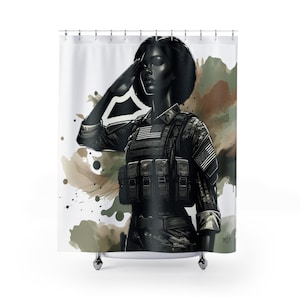 Afrocentric Female Warrior Two Shower Curtains - Home Decor, Gift for Her, Bathroom Curtain, Art Decor, Afrocentric Shower