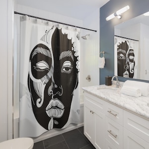 Mama Africa Shower Curtains - Afrocentric Home Decor, Gift for Her, Bathroom Curtain, Artistic Design, Cultural Bath Decor
