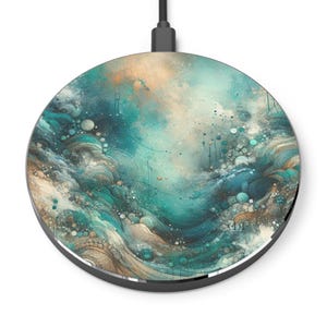 Artistic Wireless Charger, Abstract Desk Decor, Fast Charging Pad, Unique Gift for Tech Lovers, Eco-Friendly Home Accessory